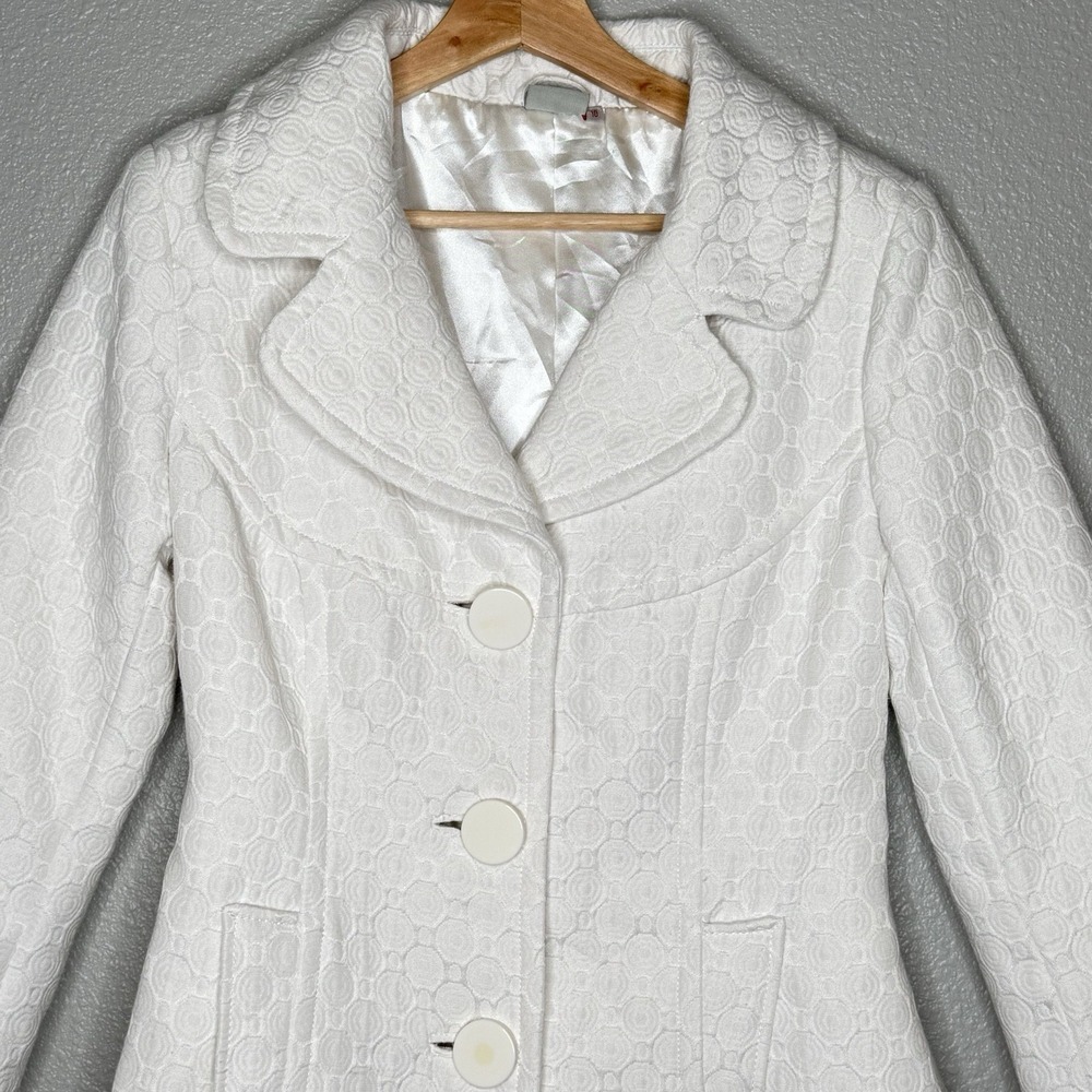 White Women's Button-Front Wool-Blend Coat - Picture 2 of 9